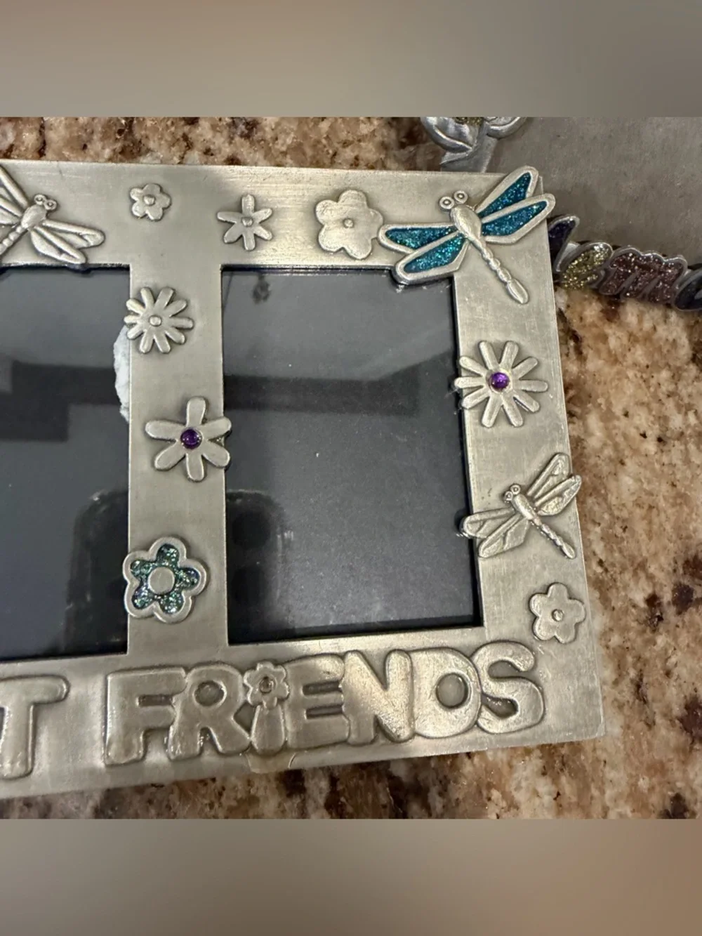 2 Vintage Y2K Best Friends Memories Metal Glitter Enamel 90s Picture Frames